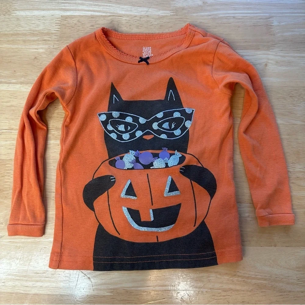 Carter’s Just One You Orange Halloween Black Cat Pumpkin Top 18M